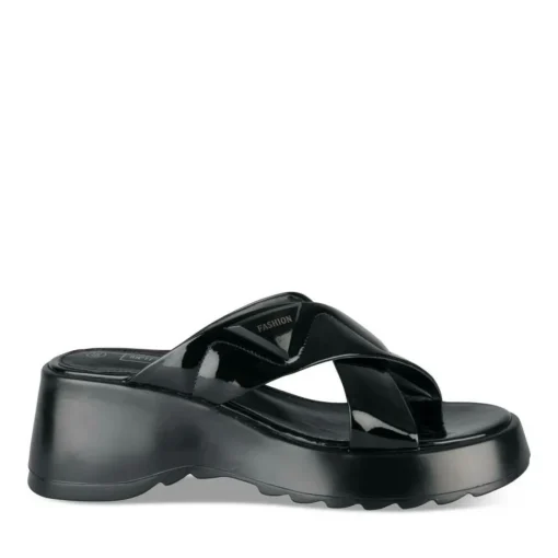 Mules NOIR Femme Motif Vernis A Enfiler