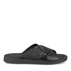 Mules NOIR Homme CUIR Motif Uni A Enfiler