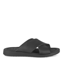 Mules NOIR Homme CUIR Motif Uni A Enfiler