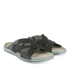 Mules NOIR Homme CUIR Motif Uni A Enfiler