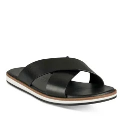 Mules NOIR Homme CUIR Motif Uni A Enfiler