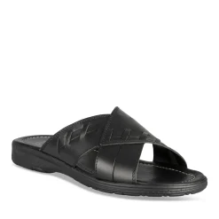 Mules NOIR Homme CUIR Motif Uni A Enfiler