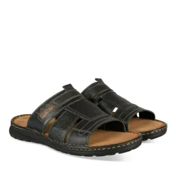 Mules NOIR Homme CUIR Motif Uni A Enfiler
