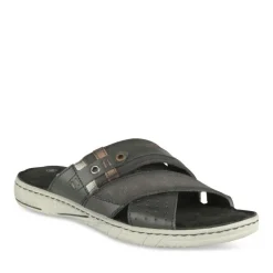 Mules NOIR Homme CUIR Motif Uni A Enfiler