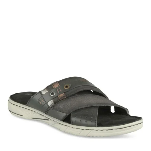 Mules NOIR Homme CUIR Motif Uni A Enfiler