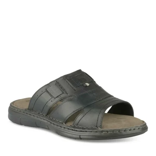 Mules NOIR Homme CUIR Motif Uni A Enfiler