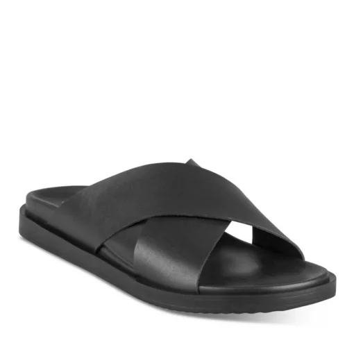 Mules NOIR Homme CUIR Motif Uni A Enfiler