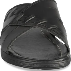 Mules NOIR Homme CUIR Motif Uni A Enfiler