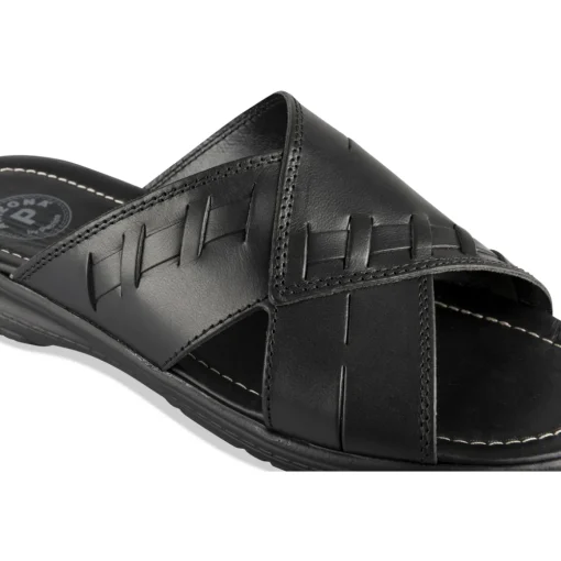 Mules NOIR Homme CUIR Motif Uni A Enfiler