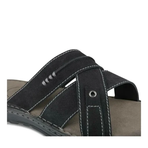 Mules NOIR Homme CUIR Motif Uni A Enfiler