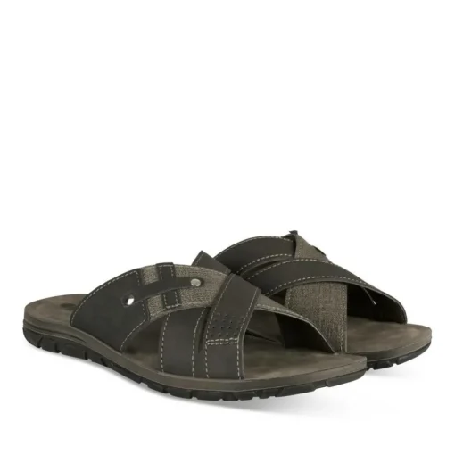 Mules NOIR Homme Motif Uni A Enfiler