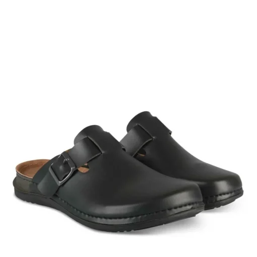 Mules NOIR Homme Motif Uni A Enfiler