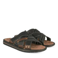 Mules NOIR Homme Motif Uni A Enfiler