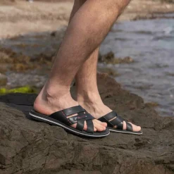 Mules NOIR Homme Motif Uni A Enfiler