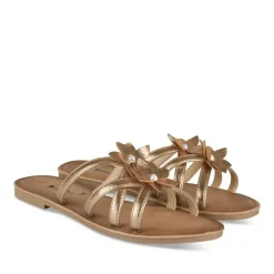 Mules OR Femme Motif Fleuri A Enfiler