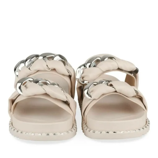 Mules ROSE PALE Femme Motif Chaîne A Enfiler