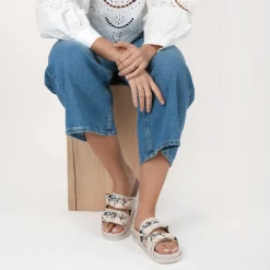 Mules ROSE PALE Femme Motif Chaîne A Enfiler