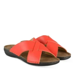 Mules ROUGE Femme Motif Uni A Enfiler