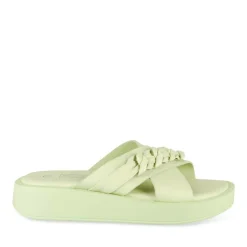 Mules VERT Femme Motif Chaîne A Enfiler