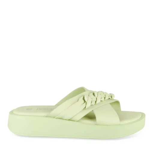 Mules VERT Femme Motif Chaîne A Enfiler