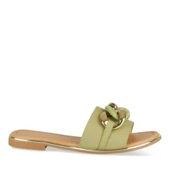Mules VERT Femme Motif Chaîne A Enfiler