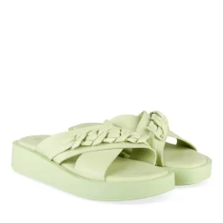 Mules VERT Femme Motif Chaîne A Enfiler