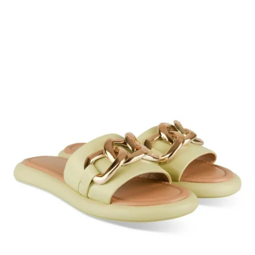 Mules VERT Femme Motif Chaîne A Enfiler