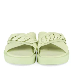 Mules VERT Femme Motif Chaîne A Enfiler