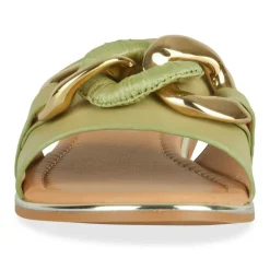 Mules VERT Femme Motif Chaîne A Enfiler
