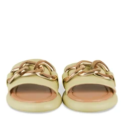 Mules VERT Femme Motif Chaîne A Enfiler