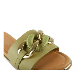 Mules VERT Femme Motif Chaîne A Enfiler
