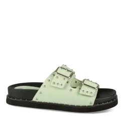 Mules VERT Femme Motif Clouté A Enfiler