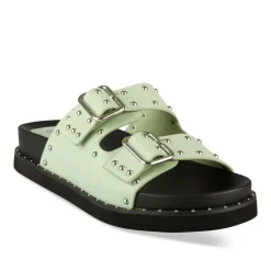 Mules VERT Femme Motif Clouté A Enfiler