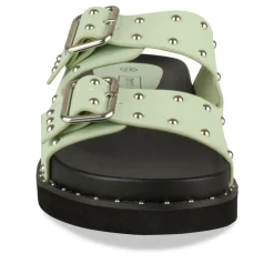 Mules VERT Femme Motif Clouté A Enfiler