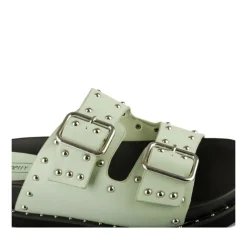 Mules VERT Femme Motif Clouté A Enfiler