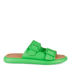 Mules VERT Femme Motif Uni A Enfiler