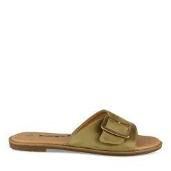 Mules VERT Femme Motif Uni A Enfiler