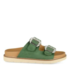 Mules VERT Femme Motif Uni A Enfiler