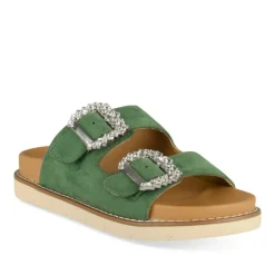 Mules VERT Femme Motif Uni A Enfiler