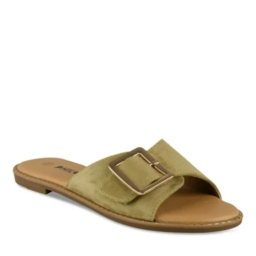 Mules VERT Femme Motif Uni A Enfiler