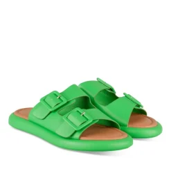 Mules VERT Femme Motif Uni A Enfiler