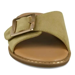 Mules VERT Femme Motif Uni A Enfiler