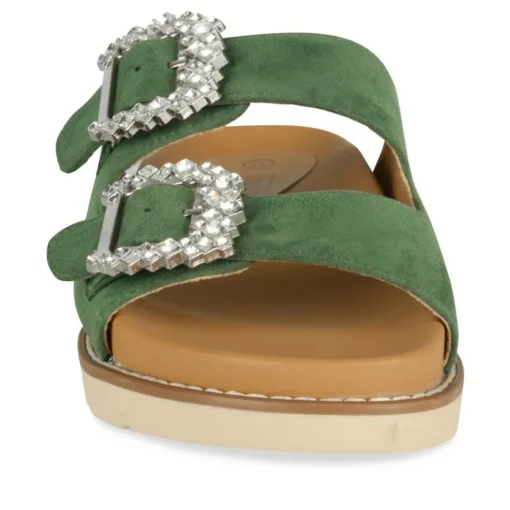 Mules VERT Femme Motif Uni A Enfiler