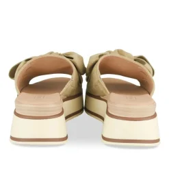 Mules VERT Femme Motif Uni A Enfiler