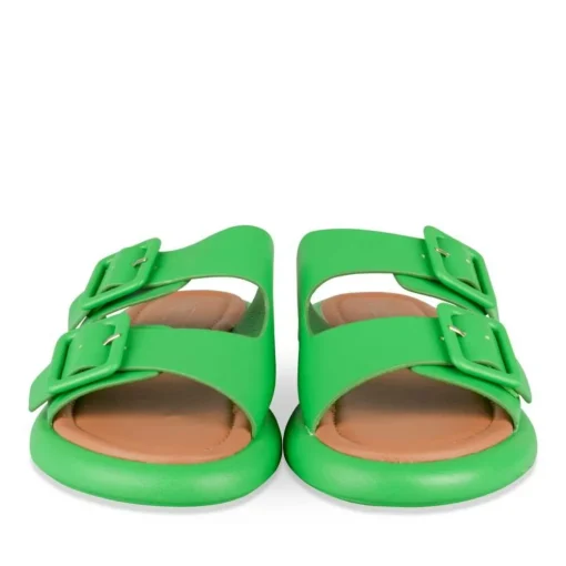 Mules VERT Femme Motif Uni A Enfiler