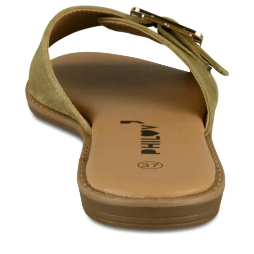 Mules VERT Femme Motif Uni A Enfiler