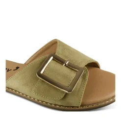 Mules VERT Femme Motif Uni A Enfiler