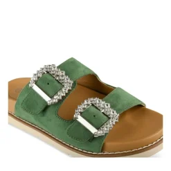 Mules VERT Femme Motif Uni A Enfiler