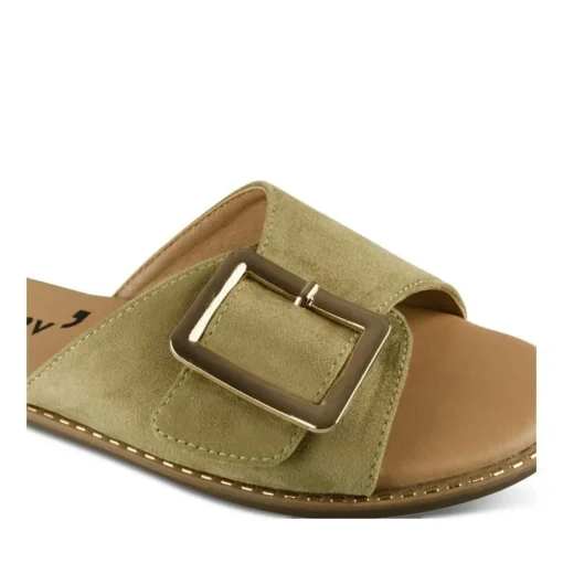 Mules VERT Femme Motif Uni A Enfiler
