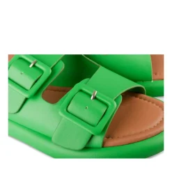 Mules VERT Femme Motif Uni A Enfiler